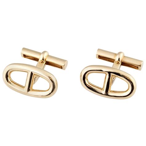 hermes gold and leather cuff|authentic Hermes cufflinks.